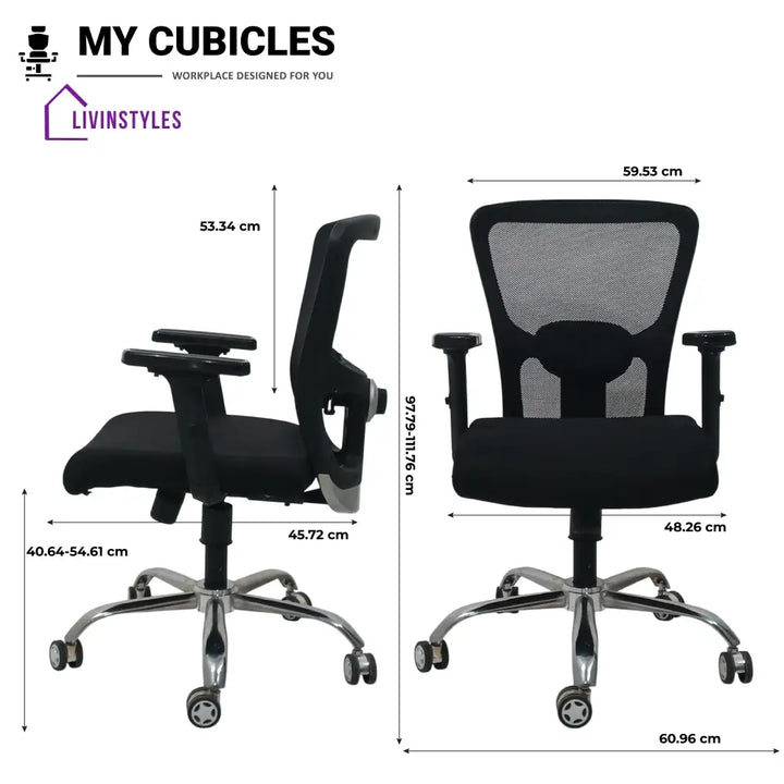 AeroFlex Black Mesh Low Back Office Chair | Spider Base Low Back Office Chair