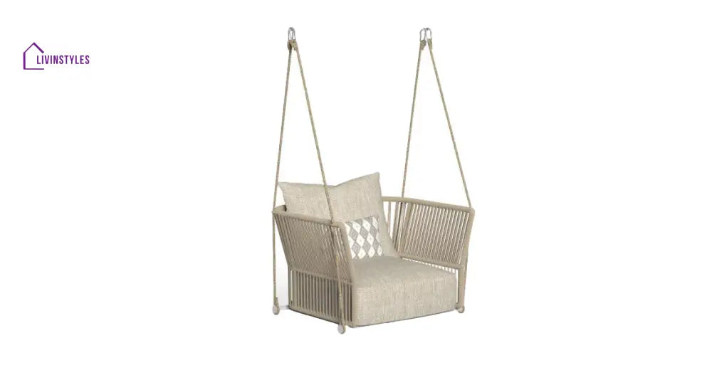 Afon Single Seater Hanging Swing Without Stand For Balcony Garden Swing - Beige - Swings