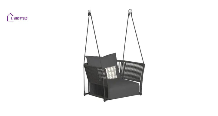 Afon Single Seater Hanging Swing Without Stand For Balcony Garden Swing - Grey - Swings