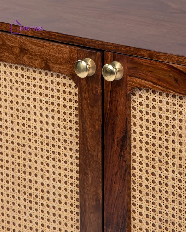 Agafia Mango Wood and Cane Sideboard Sideboard