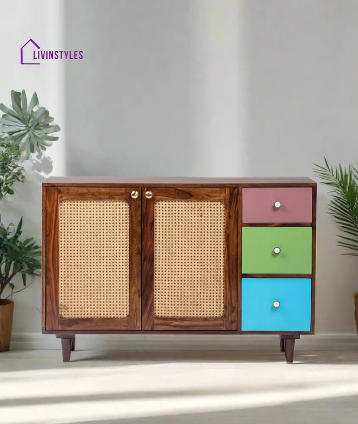 Agafia Mango Wood and Cane Sideboard Sideboard