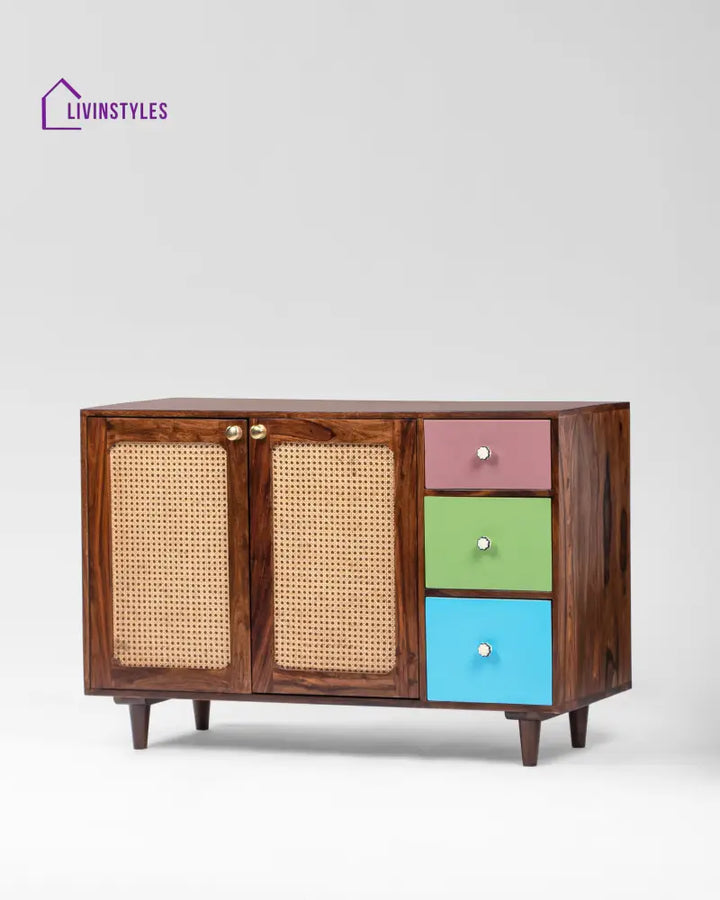 Agafia Mango Wood and Cane Sideboard Sideboard