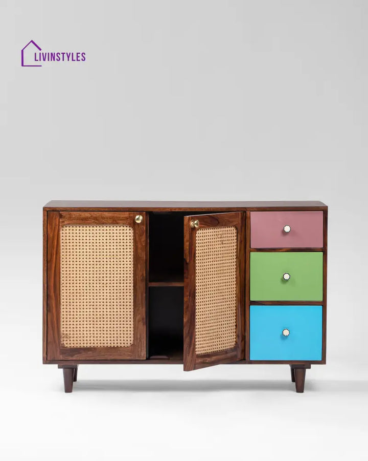 Agafia Mango Wood and Cane Sideboard Sideboard