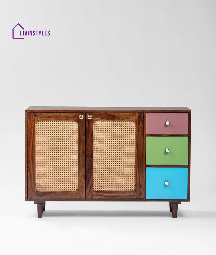 Agafia Mango Wood and Cane Sideboard Sideboard