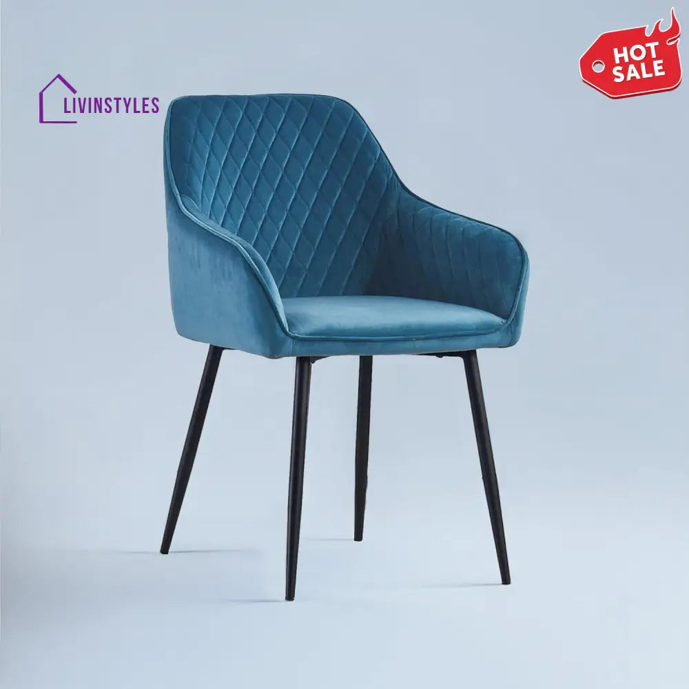Agafia Velvet Dining Chair Blue Furniture