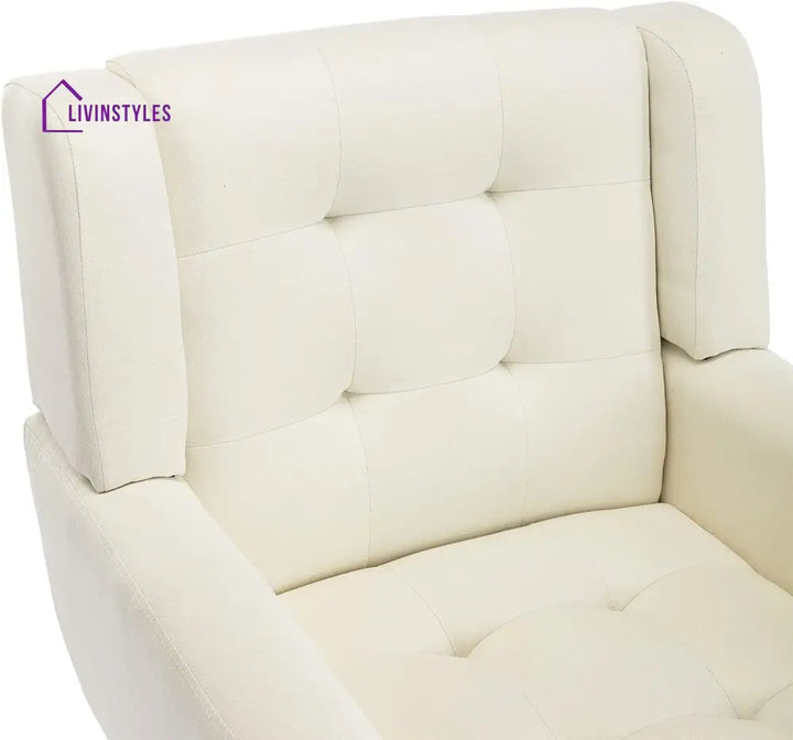 Modern Accent Chair with Arms, Upholstered Linen Fabric Reading Side Chair Tufted Back Decorative Wingback Chair for Living Room Bedroom - Ouch Cart 