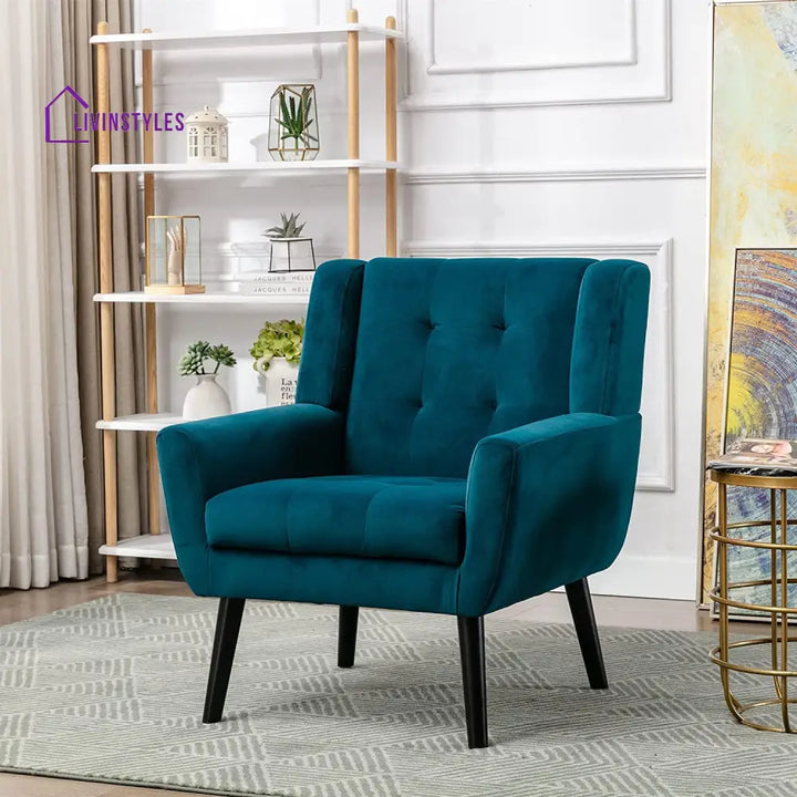Agap Modern Accent Chair with Arms Upholstered Linen Fabric Reading Side Chair Tufted Back Decorative Wingback Chair