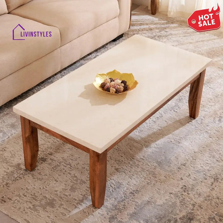 Agapit Sheesham Wood and Marble Top Coffee Table