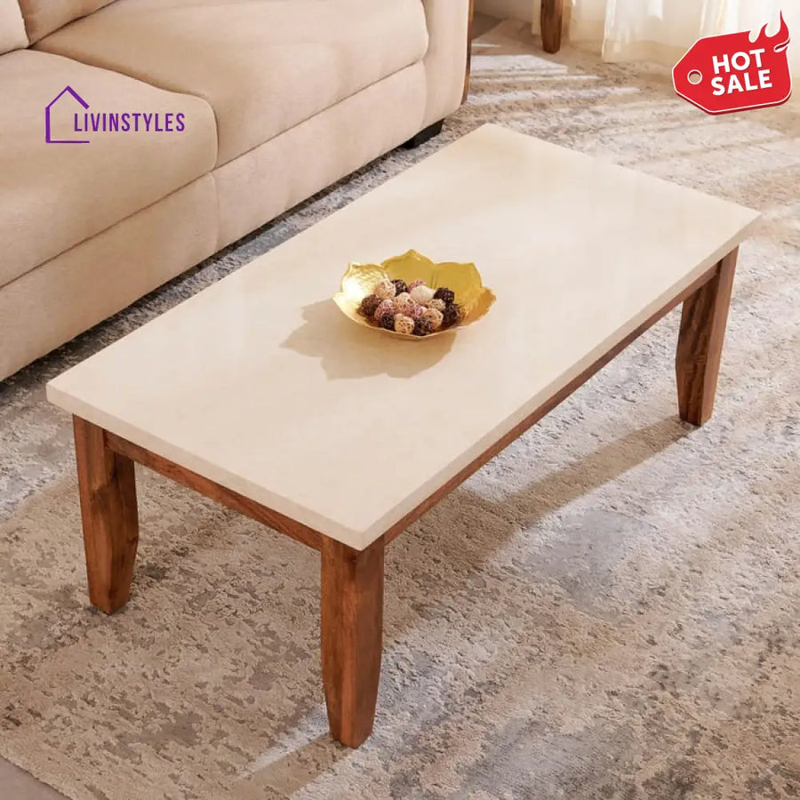 Agapit Sheesham Wood and Marble Top Coffee Table