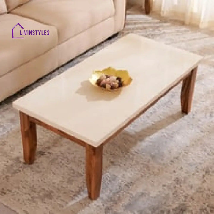 Agapit Sheesham Wood and Marble Top Coffee Table