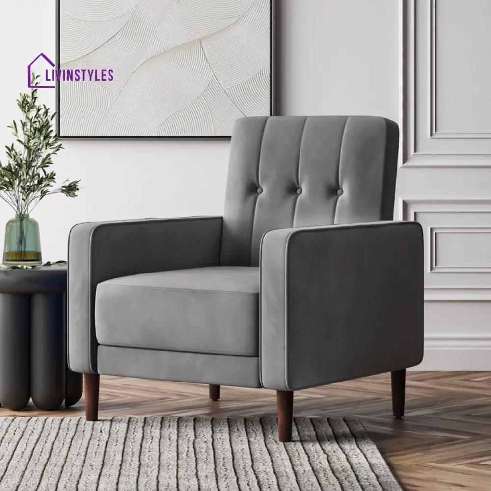 Aghanya Solid Wood and Fabric Arm Chair | Living Room Chair | Lounge Chair