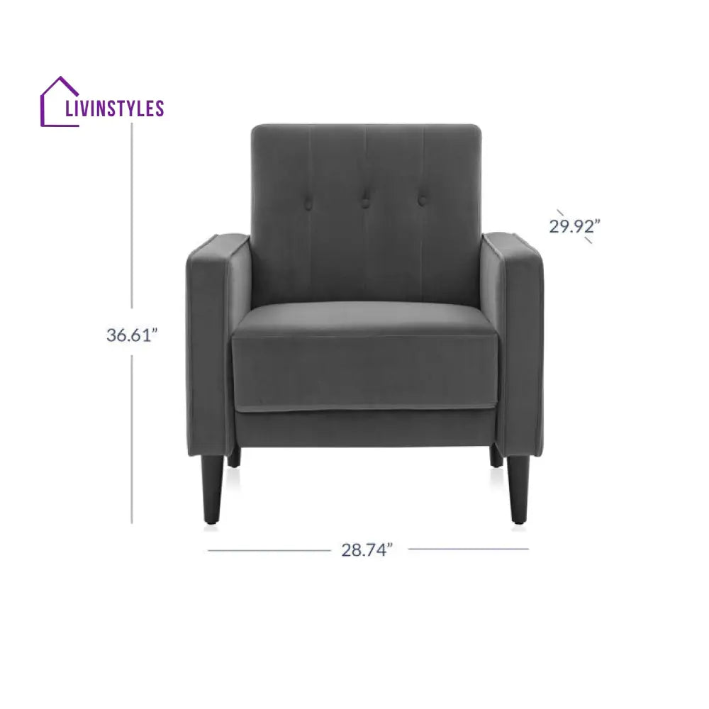 Aghanya Solid Wood and Fabric Arm Chair | Living Room Chair | Lounge Chair