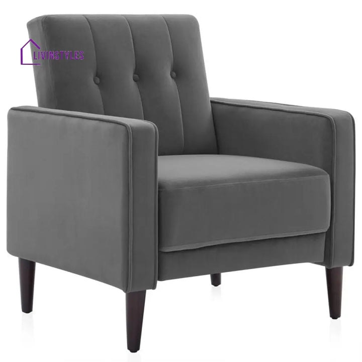 Aghanya Solid Wood and Fabric Arm Chair | Living Room Chair | Lounge Chair