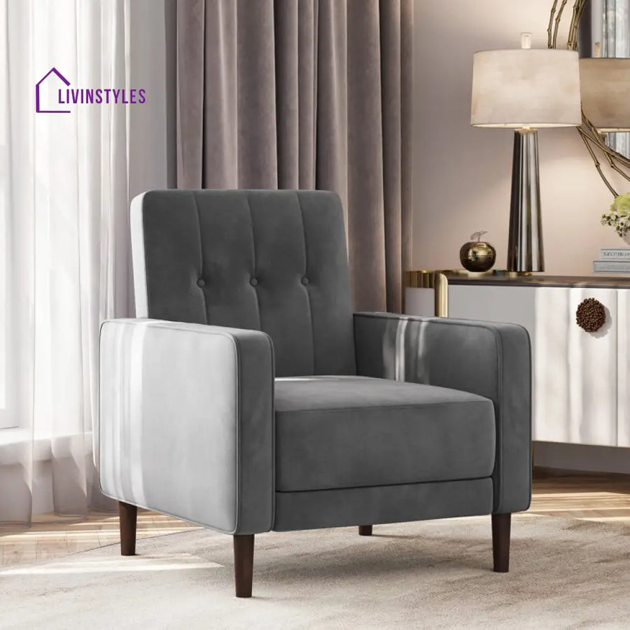 Aghanya Solid Wood and Fabric Arm Chair | Living Room Chair | Lounge Chair