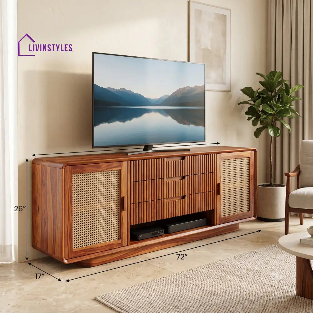 Aglae Solid Sheesham Wood Tv Unit for Living Room | Tv Cabinet | Tv Console Unit