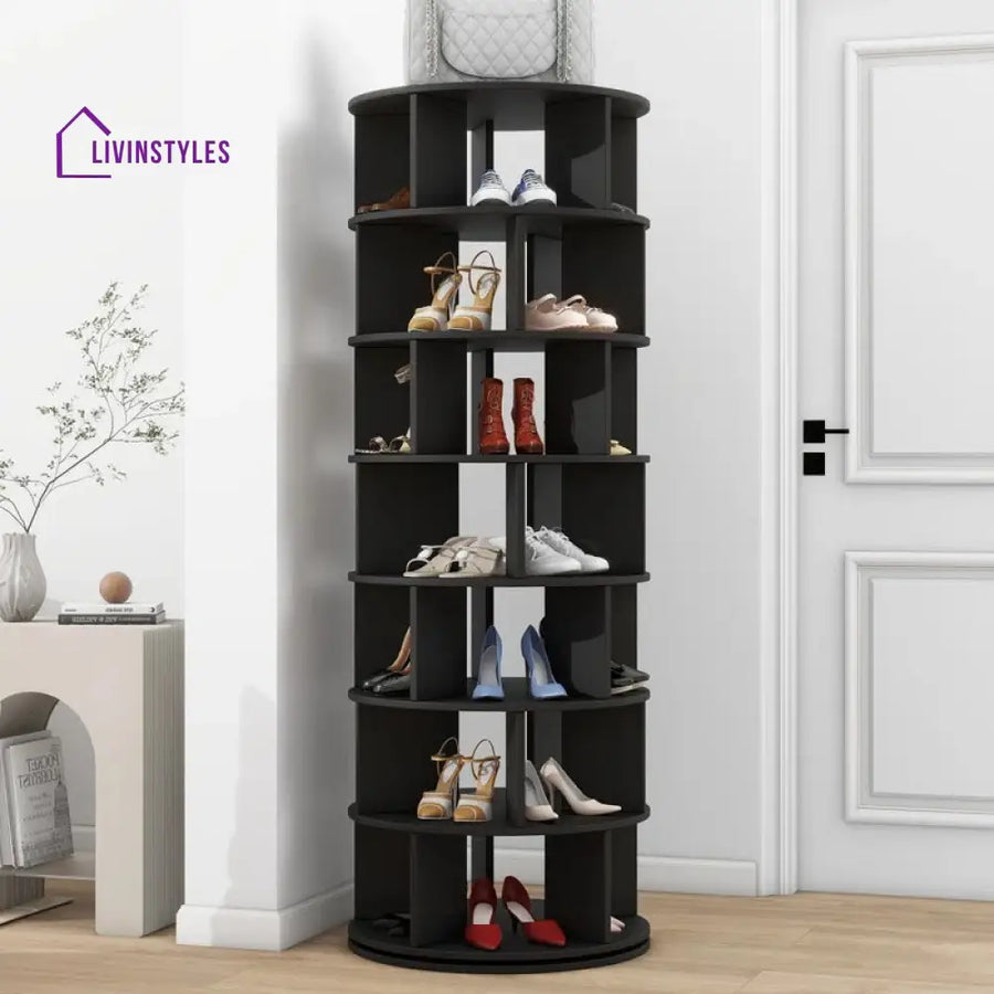 Aglaya Engineered Wood Rotating Shoe Rack for Home