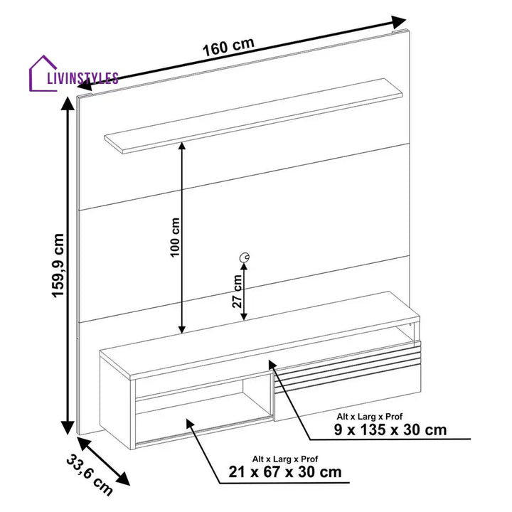Aglaya Wall Mounted Tv Unit Stand for Living Room