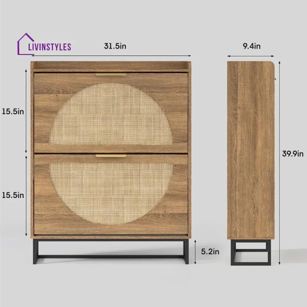 Aglaya Wooden Finish Shoe Rack for Living Room | Slim Shoe Rack for Home