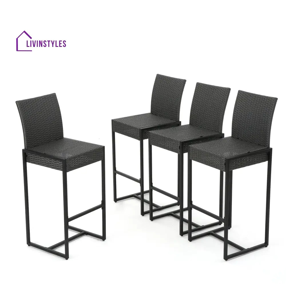 Agnese Outdoor Patio Bar Chair 4 Chairs For Balcony (Grey) - Bar Sets