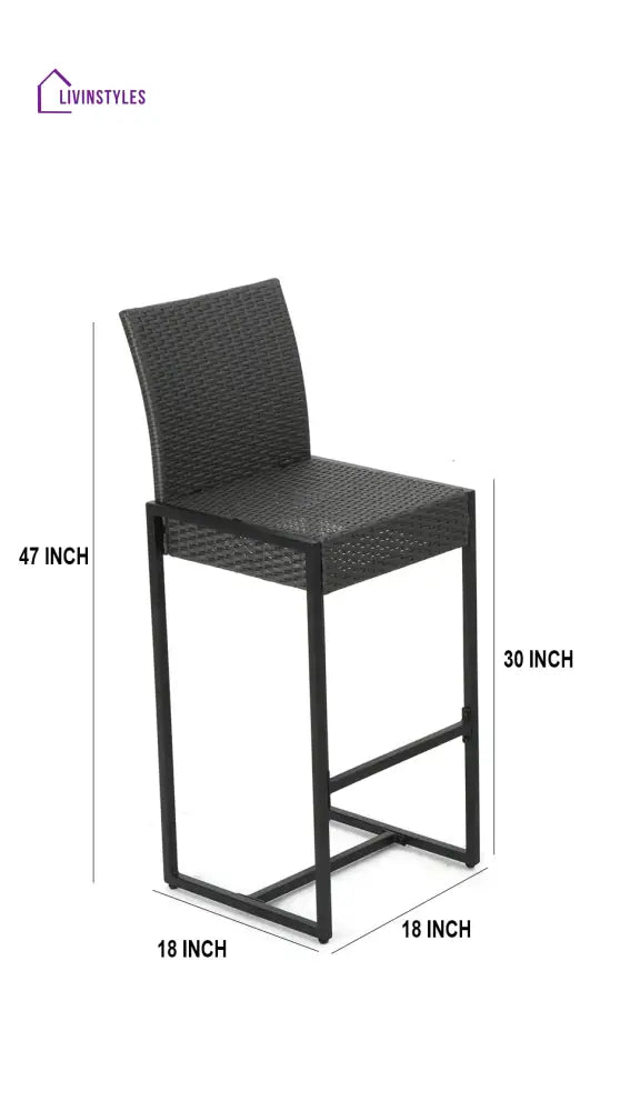 Agnese Outdoor Patio Bar Chair 4 Chairs For Balcony (Grey) - Bar Sets