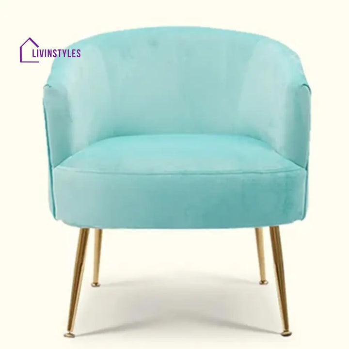 Agnia Royal Velvet Accent Chair Sky Blue Furniture