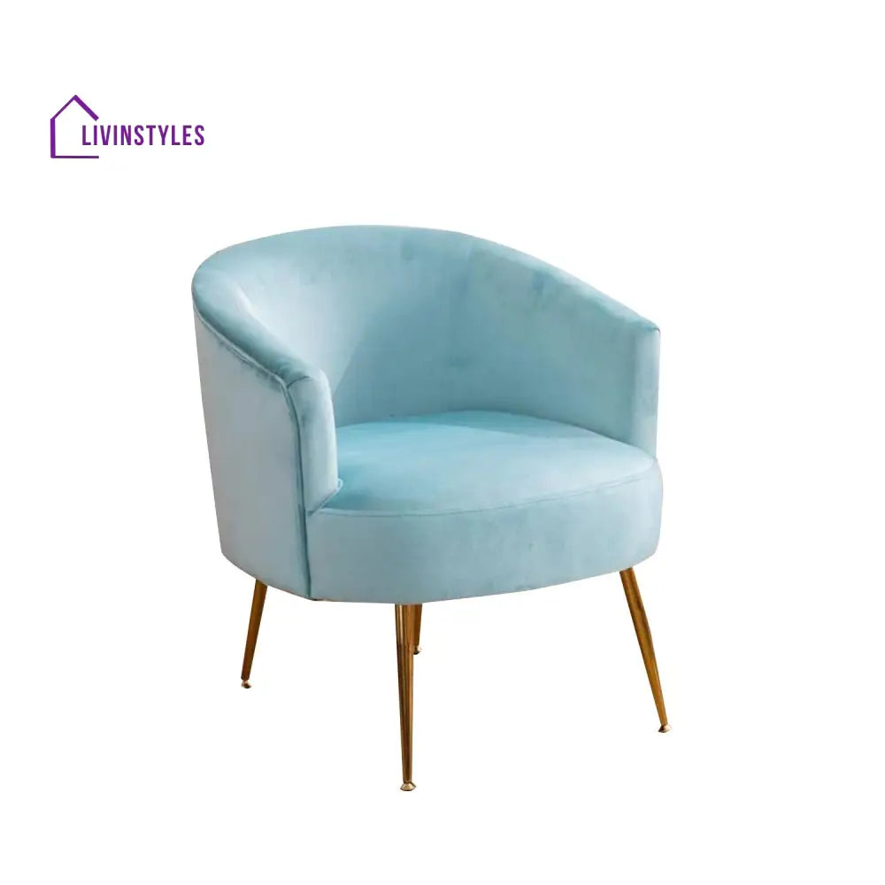 Agnia Royal Velvet Accent Chair Sky Blue Furniture