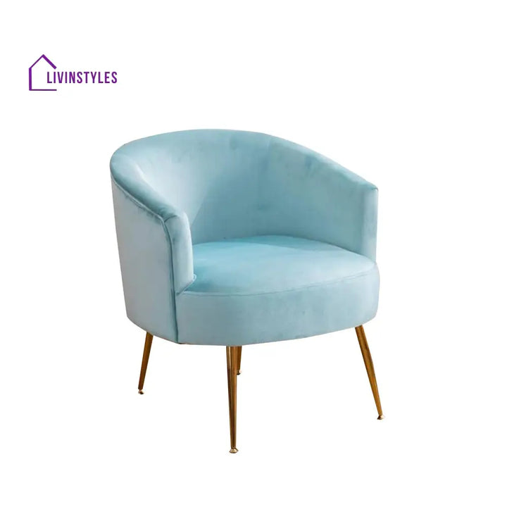Agnia Royal Velvet Accent Chair Sky Blue Furniture