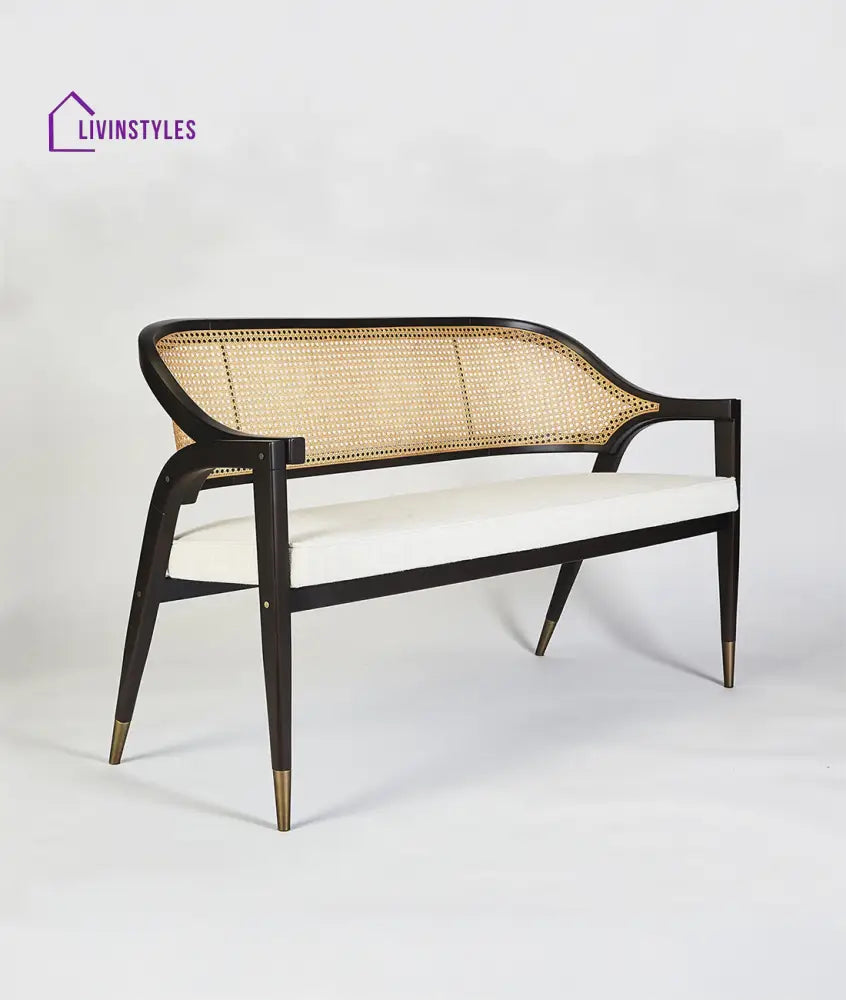 Agnia Solid Wood and Cane Bench
