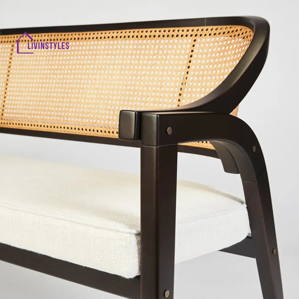 Agnia Solid Wood and Cane Bench