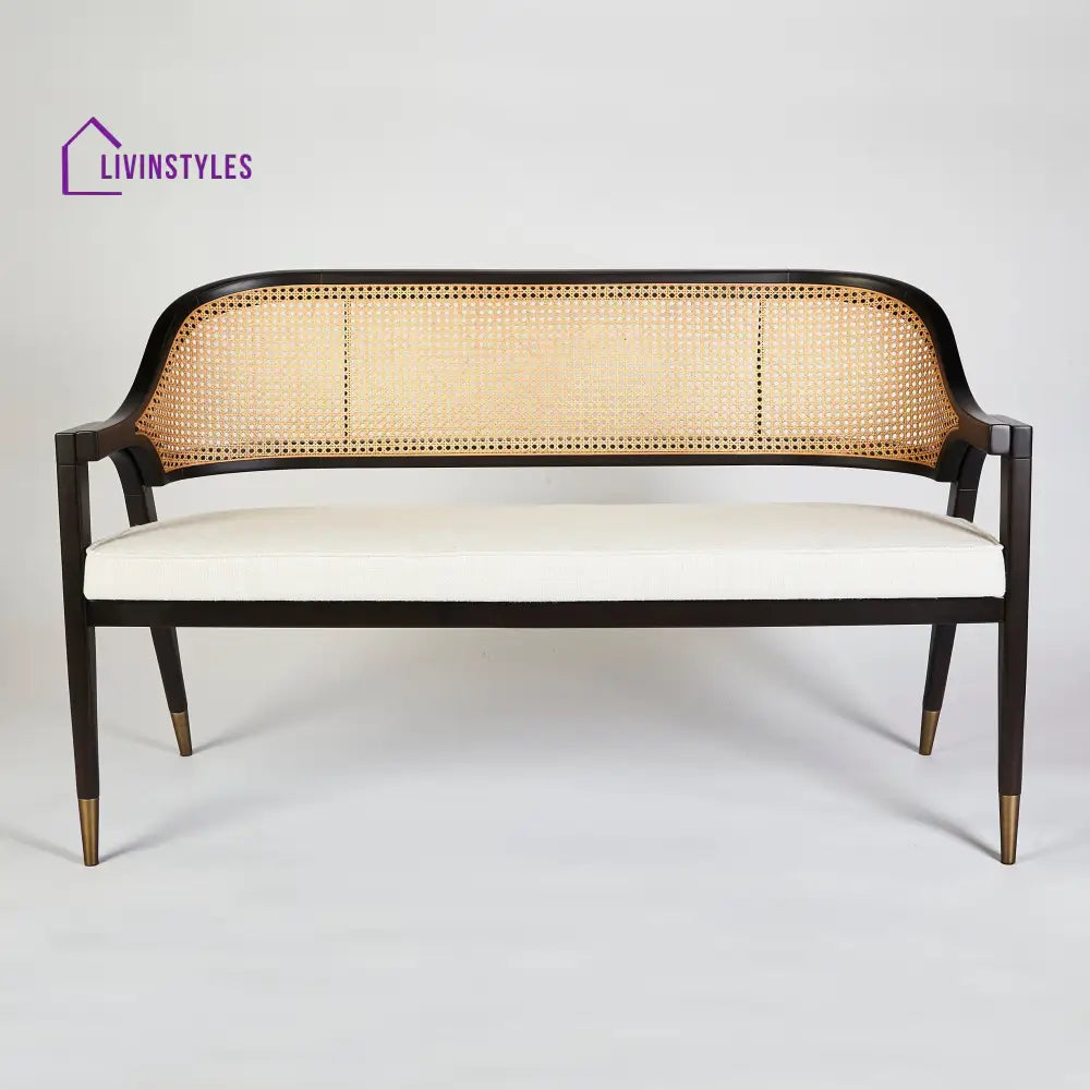 Agnia Solid Wood and Cane Bench