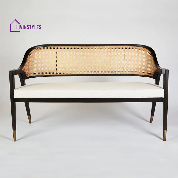 Agnia Solid Wood and Cane Bench