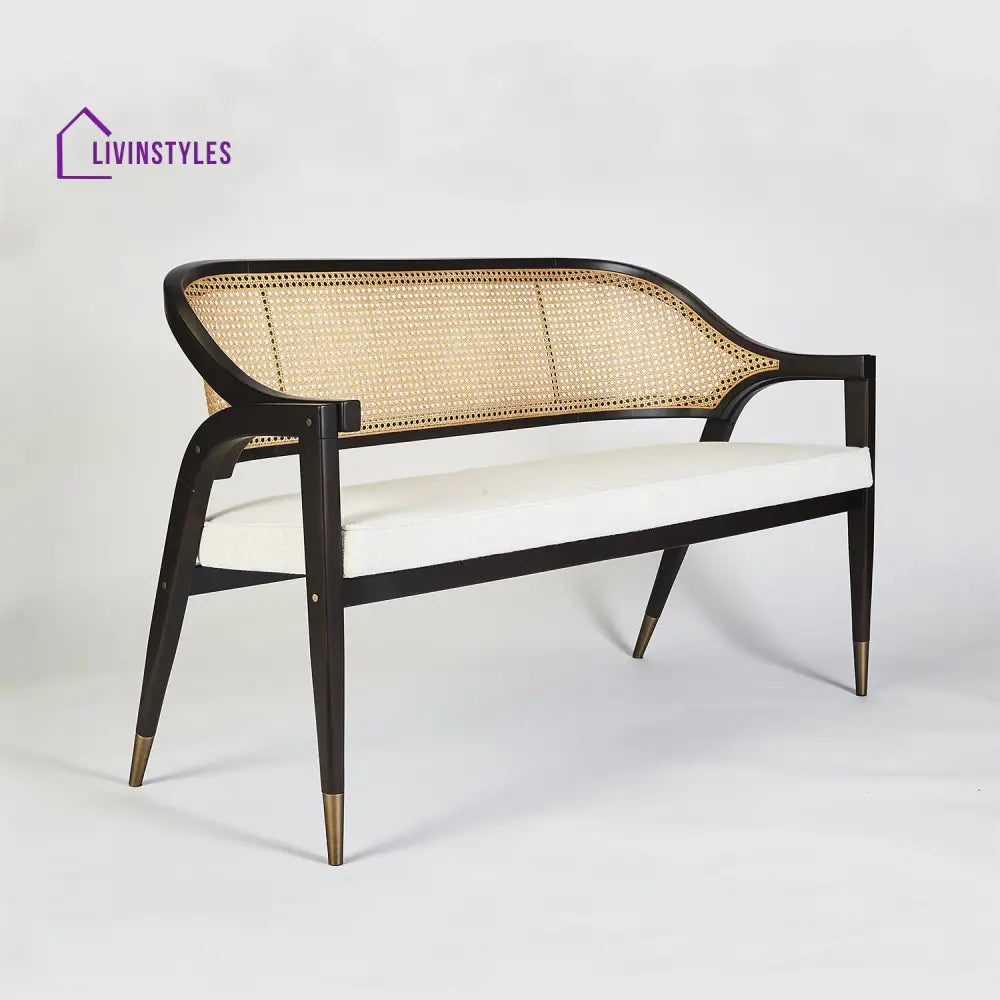 Agnia Solid Wood and Cane Bench