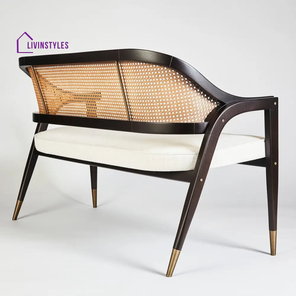 Agnia Solid Wood and Cane Bench