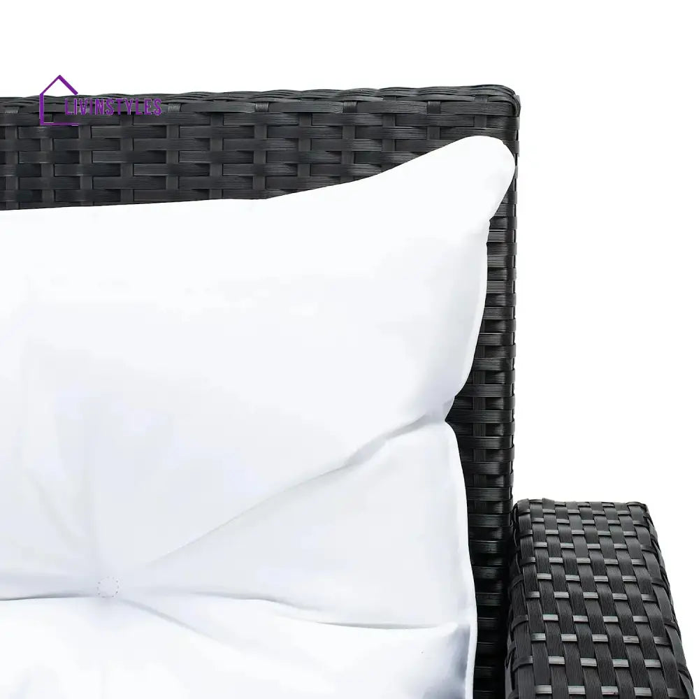 Agnieszka 5-Piece Wicker Patio Conversation Set (Black/White) - Sofa Set