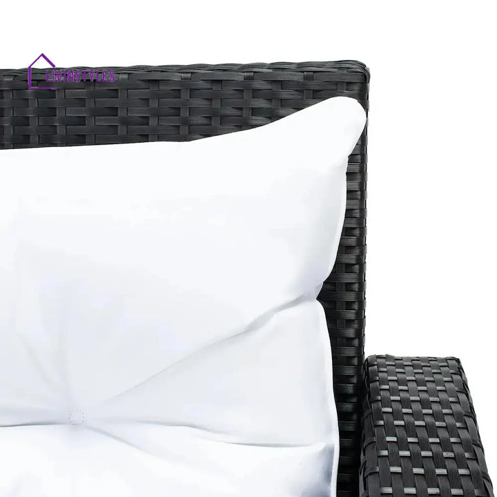 Agnieszka 5-Piece Wicker Patio Conversation Set (Black/White) - Sofa Set