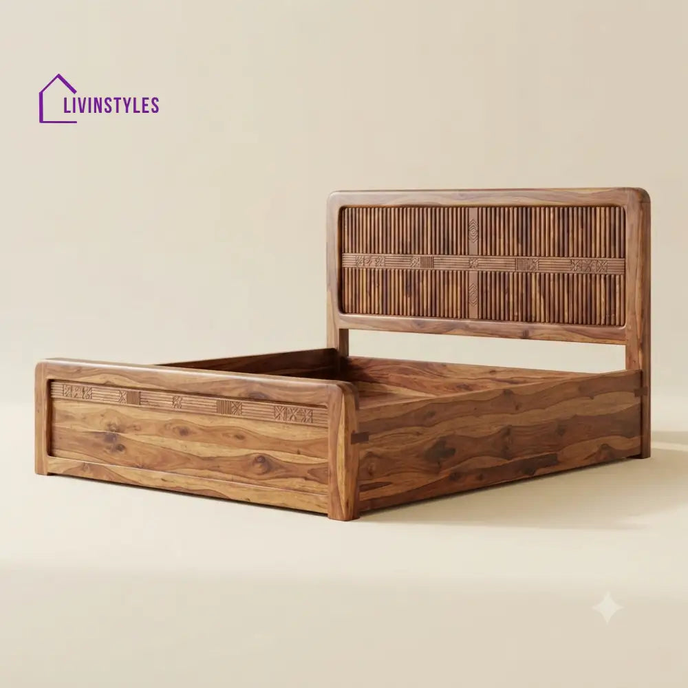Ahalya Sheesham Wood Bed With Box Storage | Wooden Bed