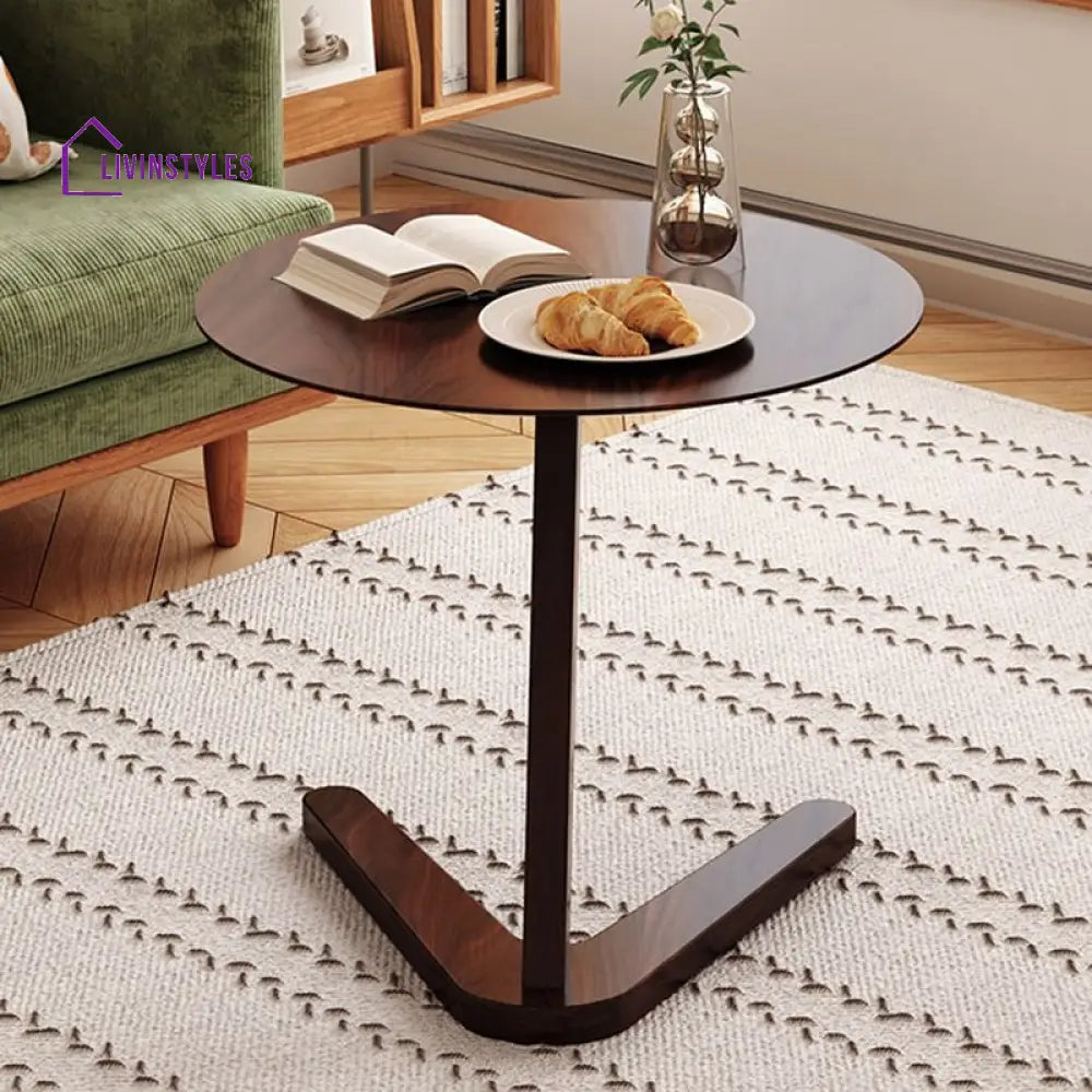 Ahan Solid Wood Side Table | Laptop Table | C Shaped Table