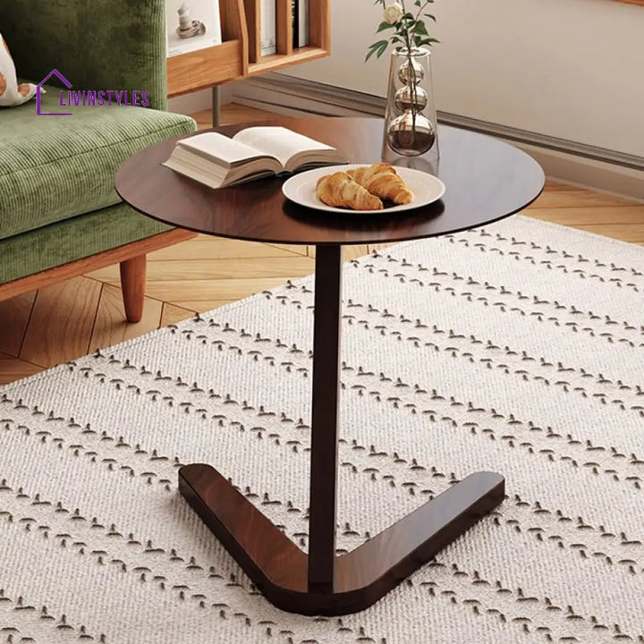 Ahan Solid Wood Side Table | Laptop Table | C Shaped Table