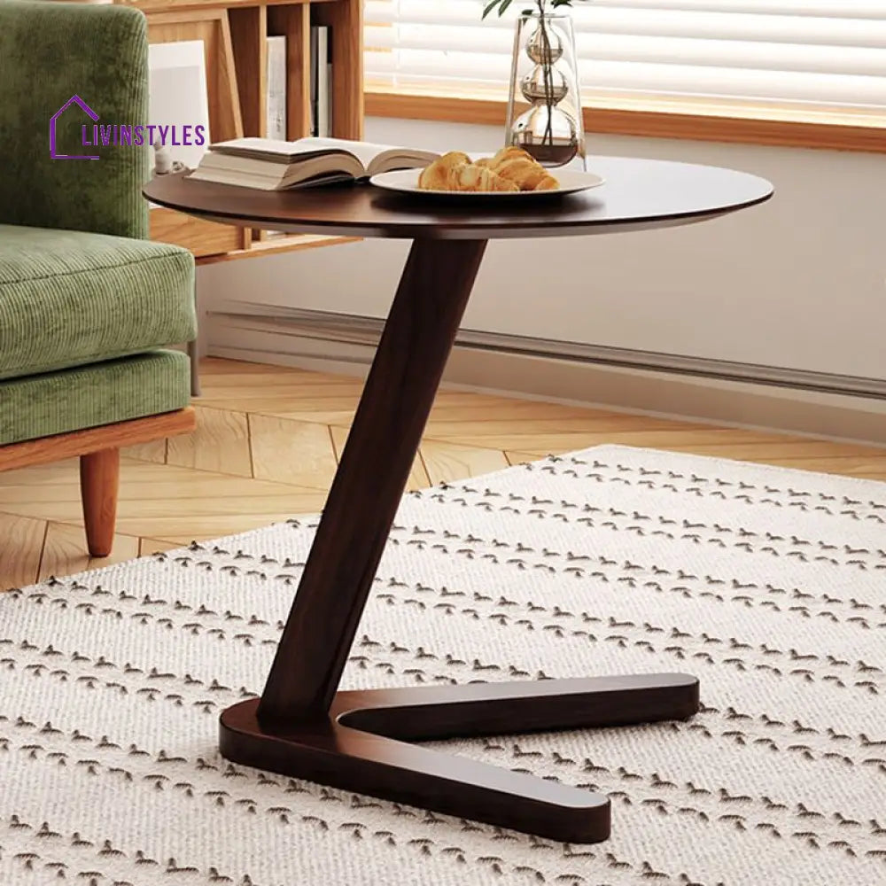 Ahan Solid Wood Side Table | Laptop Table | C Shaped Table