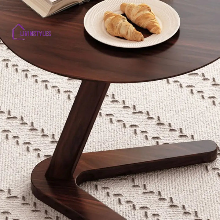 Ahan Solid Wood Side Table | Laptop Table | C Shaped Table