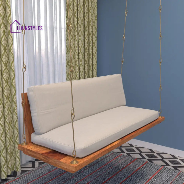 Ahana Sweden Soft Touch Upholstery Wooden Swing for Home Swing