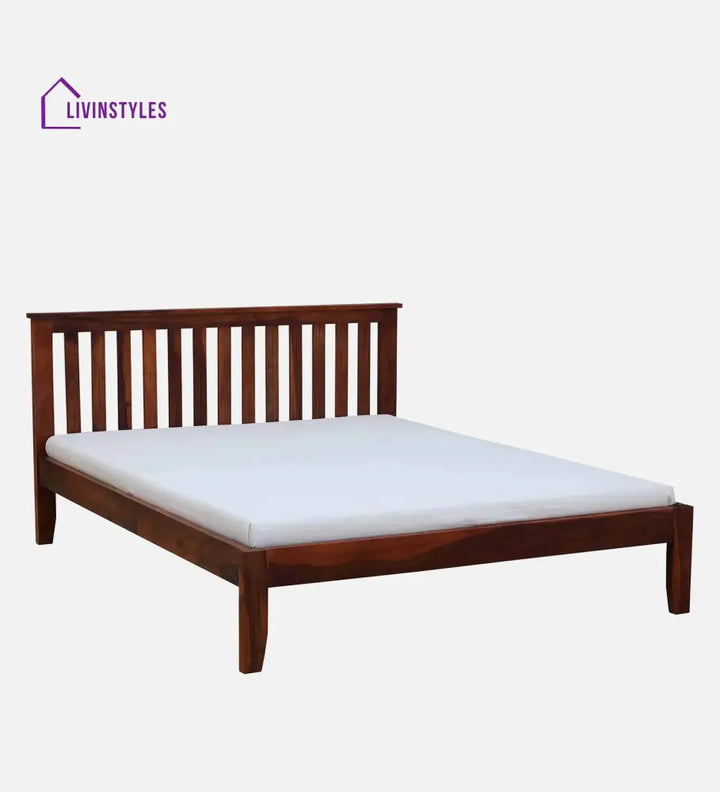 Ahmad Sheesham Wood Queen Size Bed In Honey Finish