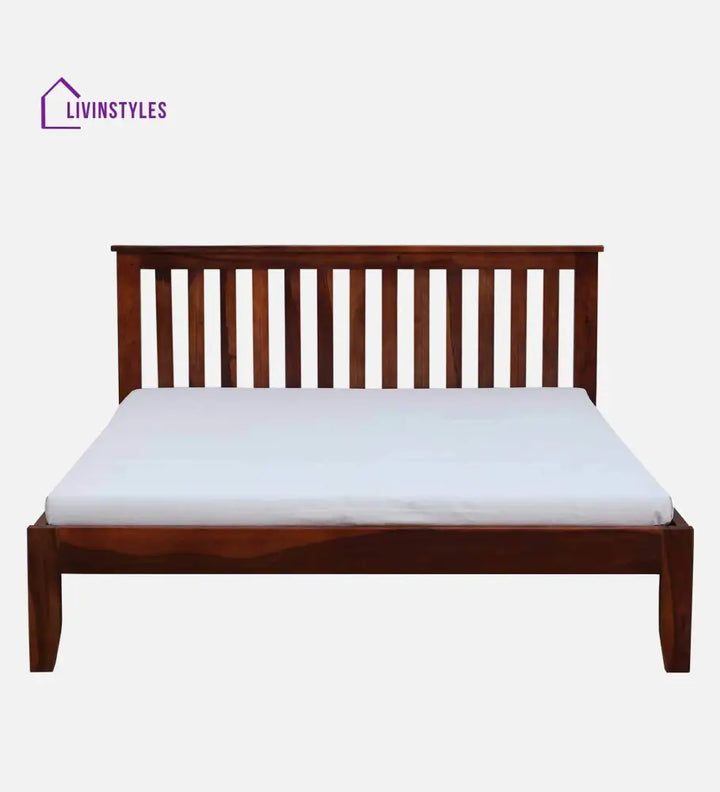 Ahmad Sheesham Wood Queen Size Bed In Honey Finish
