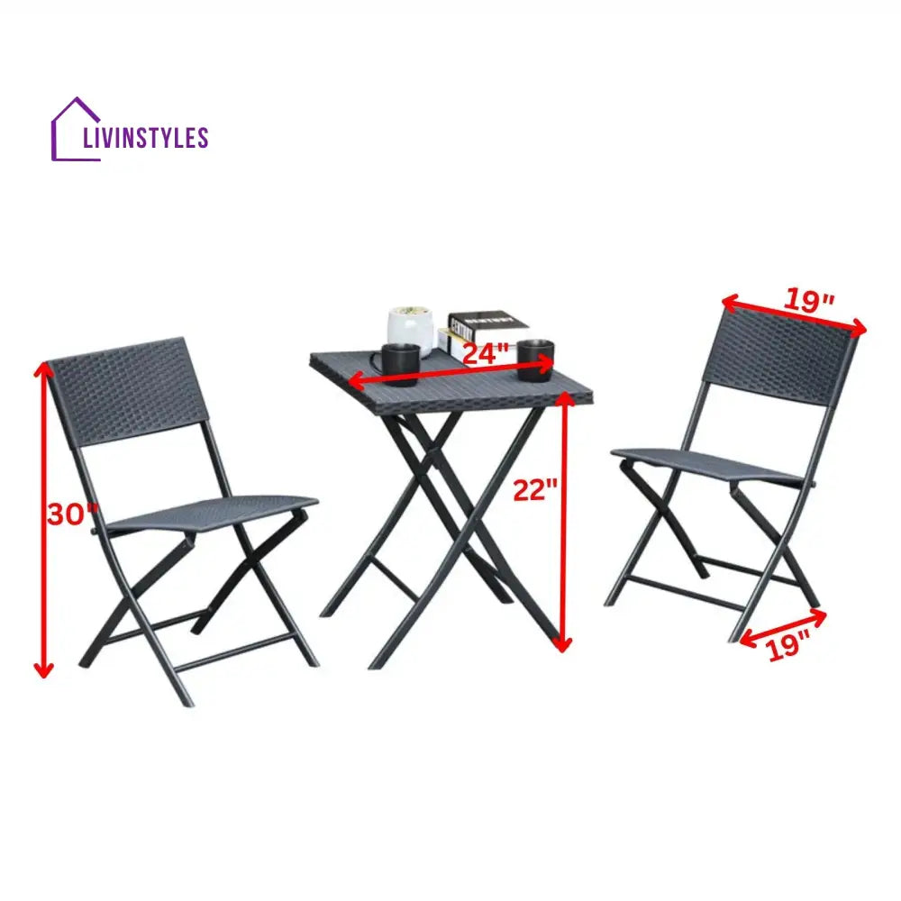 Ahou Outdoor Patio Seating Set 2 Chairs and 1 Table Set (Black) - Coffee Table Sets