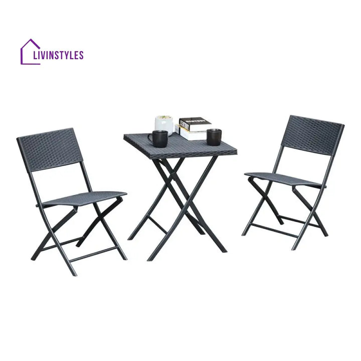 Ahou Outdoor Patio Seating Set 2 Chairs and 1 Table Set (Black) - Coffee Table Sets