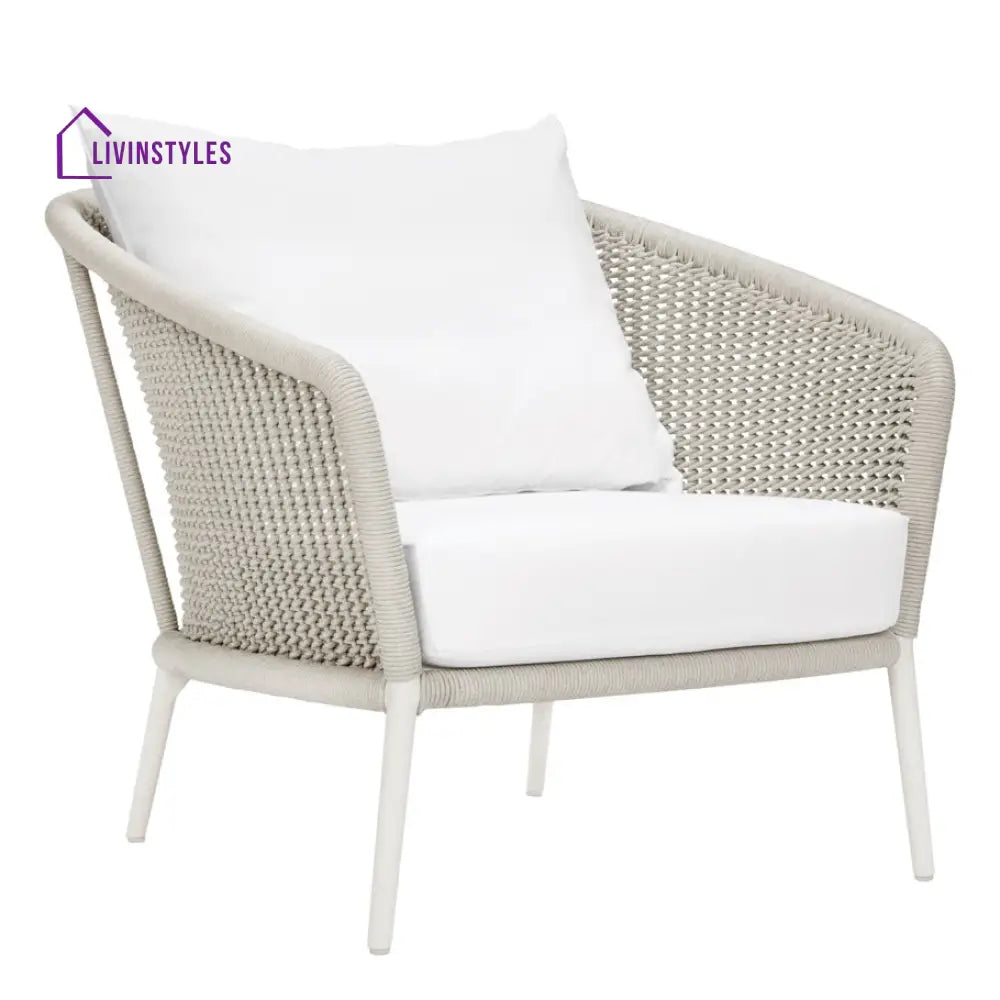 Aid Outdoor Patio Seating Set Single Chair and 1 Side Table Set (Grey) Braided & Rope - Coffee Table Sets