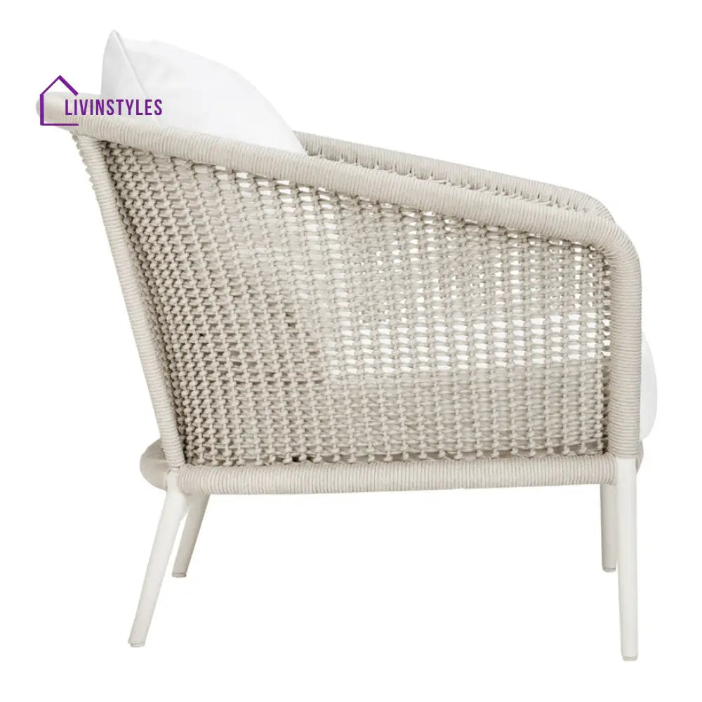 Aid Outdoor Patio Seating Set Single Chair and 1 Side Table Set (Grey) Braided & Rope - Coffee Table Sets
