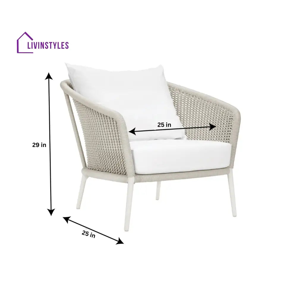 Aid Outdoor Patio Seating Set Single Chair and 1 Side Table Set (Grey) Braided & Rope - Coffee Table Sets