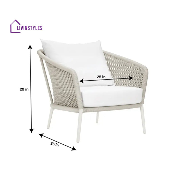 Aid Outdoor Patio Seating Set Single Chair and 1 Side Table Set (Grey) Braided & Rope - Coffee Table Sets
