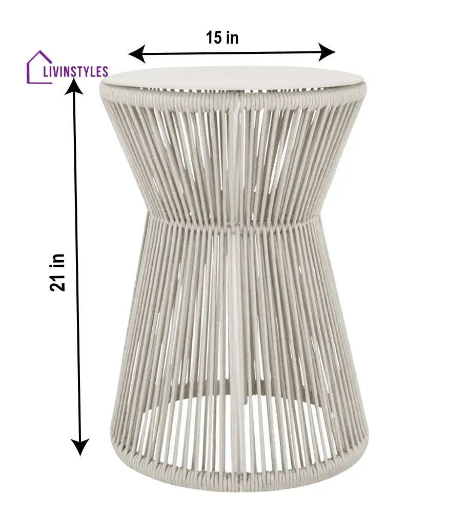 Aid Outdoor Patio Seating Set Single Chair and 1 Side Table Set (Grey) Braided & Rope - Coffee Table Sets